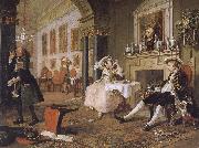 Group painting fashionable marriage Breakfast, William Hogarth